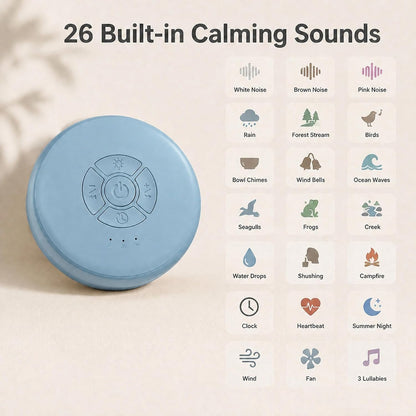 White Noise Sound Machine with Night Light for Sleep Adults Baby | Portable Sound Machine for Travel Office Home Yoga Meditation 26 Soothing Sounds 3 Timers Memory Function Blue