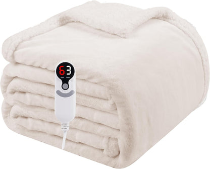 Soypipo Electric Heated Throw Blanket 50"x60", Faux Fur Plush with 4 Heat Settings & 2/4/8/10H Auto Shut-Off, Overheat Protection, Machine Washable, for Office & Chair, Dark Grey