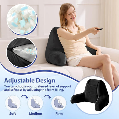 IASEAHK Reading Pillow, Back Pillow for Bed Sitting Up, Light Grey, 18 Inch