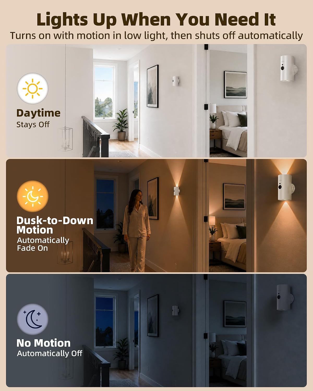 EZVALO Motion Sensor Wall Sconces with Remote, Rechargeable Battery Operated 4000mAh Wall Lights, 3 Color Temperatures & 12 RGB, Wireless LED Lighting for Hallway, Living Room (Brushed Gold, 2 Pack)