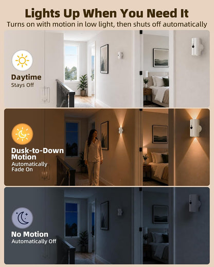 EZVALO Motion Sensor Wall Sconces with Remote, Rechargeable Battery Operated 4000mAh Wall Lights, 3 Color Temperatures & 12 RGB, Wireless LED Lighting for Hallway, Living Room (Brushed Gold, 2 Pack)
