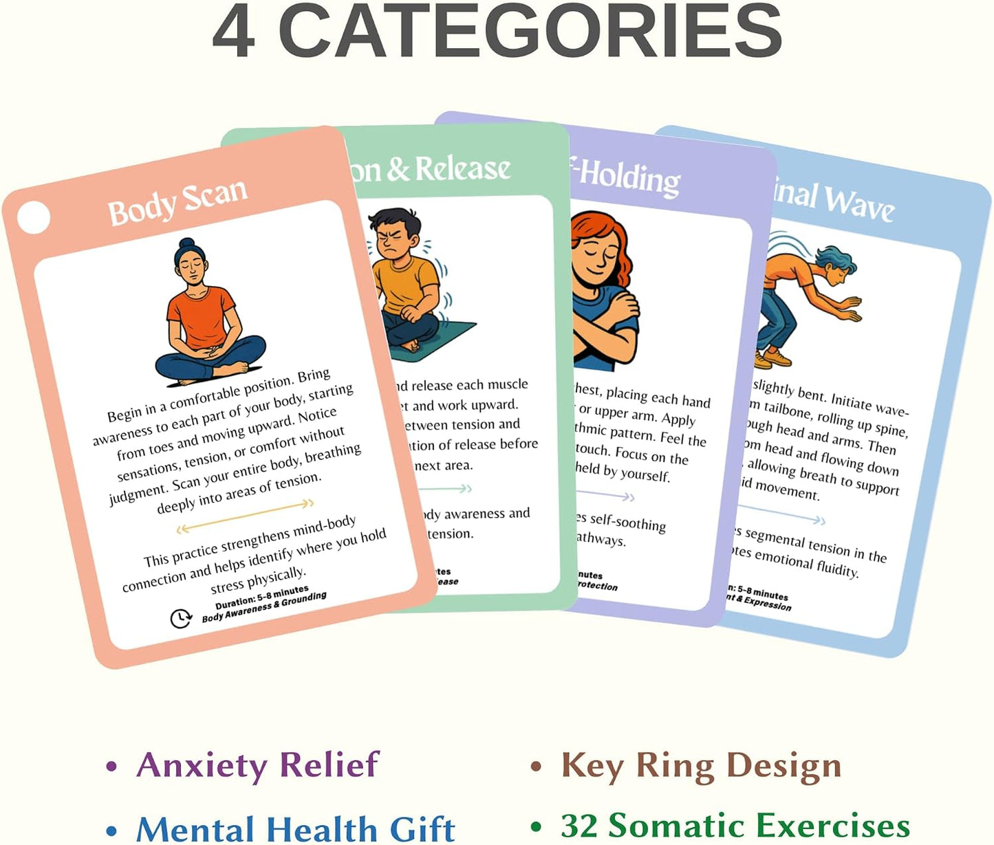 Somatic Therapy Cards for Nervous System Regulation – Self-Care & Coping Skills Exercise for Mental Health Therapists, Mindfulness & Anxiety Relief Tools, Ideal Mental Health Gifts & Therapy Games
