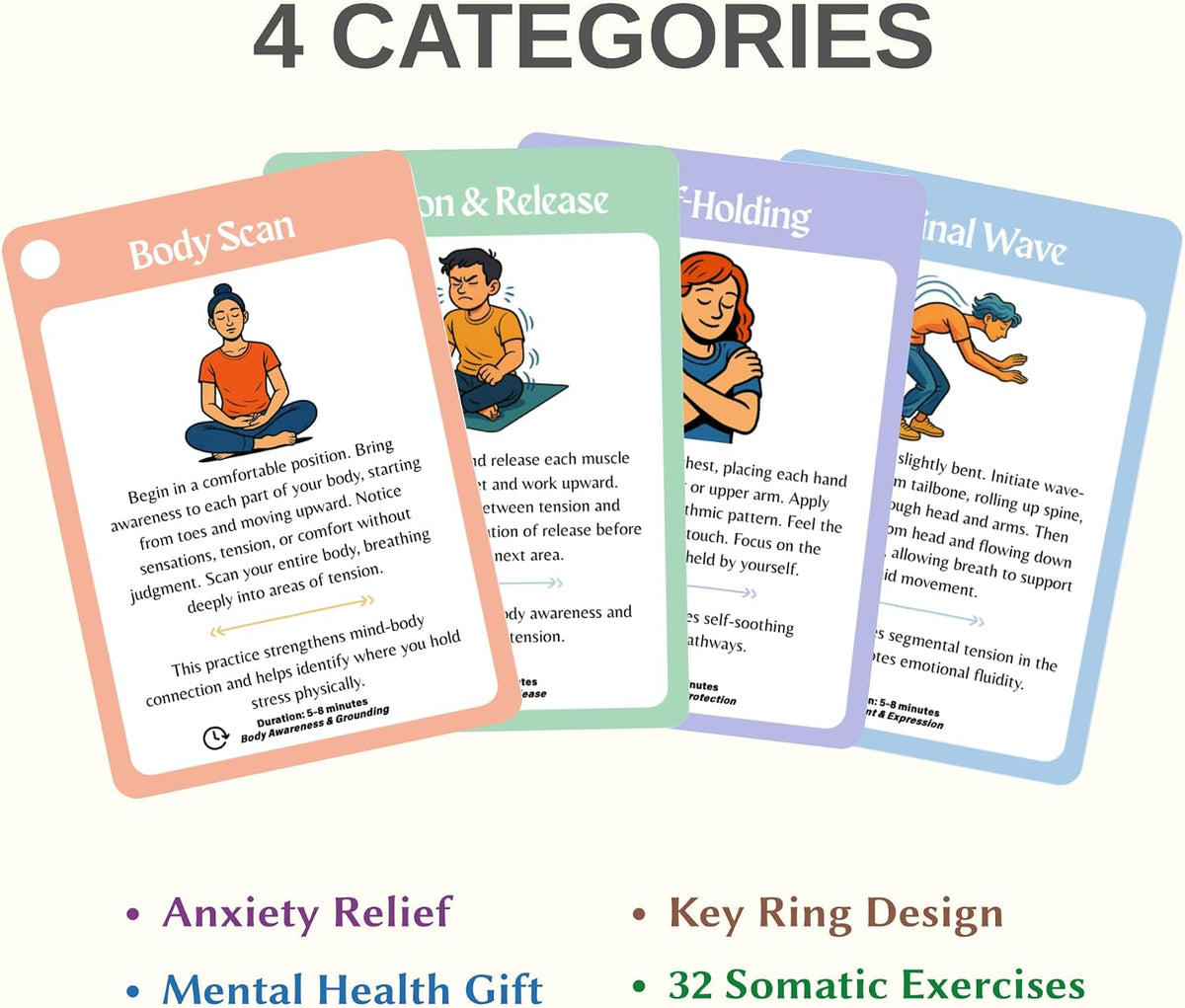 Somatic Therapy Cards for Nervous System Regulation – Self-Care & Coping Skills Exercise for Mental Health Therapists, Mindfulness & Anxiety Relief Tools, Ideal Mental Health Gifts & Therapy Games