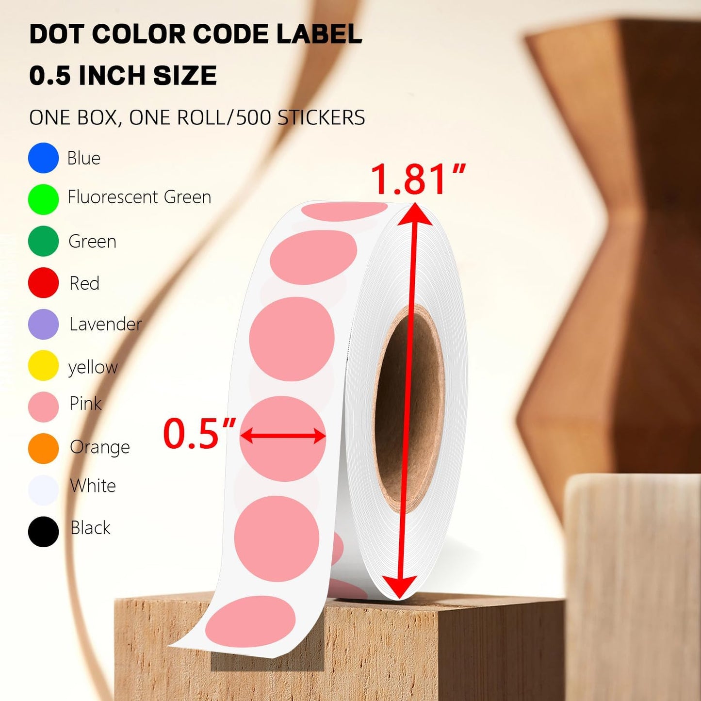 1/2 Inch Round Sticker,4 Rolls 2000Pcs Small Dot Stickers Color-Code Dots | Red+Yellow+Blue+Green 1.3cm Small Stickers Round Color Coding Circle Dots Stickers, Roll Dot Sticker Label for Office Home