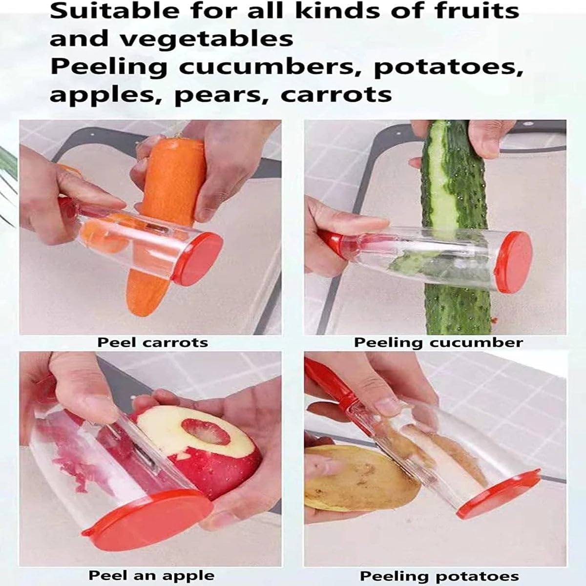 Bonano 2 Pieces set of Peeler with container Stainless steel blade,Both fruits and vegetables are suitable., 9*5*2