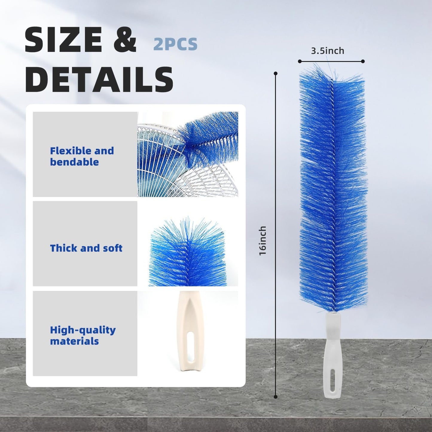 Fan Cleaning Brush, CN1ST 2PCS Brush Reusable Removes Dirt from Fans, Air Conditioning, Home, Car Vents Curtain