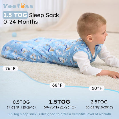 Yoofoss Baby Sleep Sack 0-6 Months Wearable Blanket for Babies 100% Organic Cotton 2-Way Zipper TOG 0.5 Toddler Sleeping Sack 3 Pack, Sleep Sacks