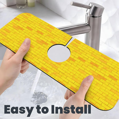 Aquamarine Blue Mexican Tiles Faucet Splash Guard Mat for Kitchen Sink 15x5.5" - Colors B