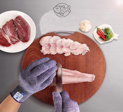 Cutting Gloves, Food Grade Level 5 Protection, Safety Kitchen Cut Gloves for Oyster Shucking, Fish Fillet Processing, Mandolin Slicing, Meat Cutting and Wood Carving. (Violet-Medium 2 Pairs)