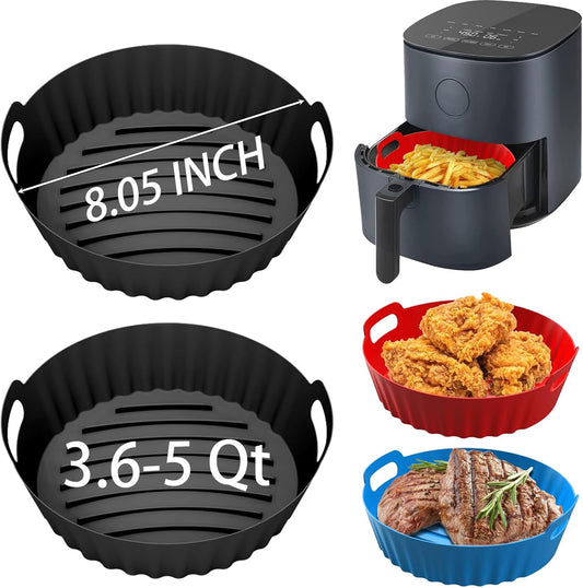 2Pcs Silicone Air Fryer Liners Reusable Square Thickened Airfryer Basket for 4 to 7 QT Baking Tray Accessories Kitchen Gadgets Replacement of Flammable Disposable Parchment Paper