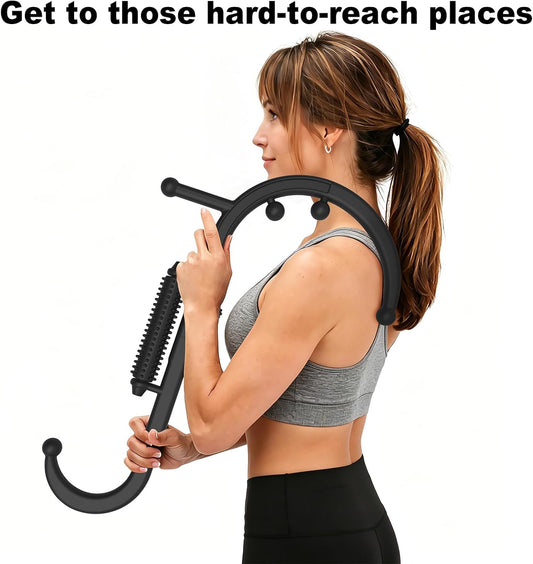 Trigger Point Massage Tool, Manual Back & Neck Massager Stick | Manual back massagers for neck & shoulder massage. Precision s-hook release tool provides deep tissue muscle knot pain relief