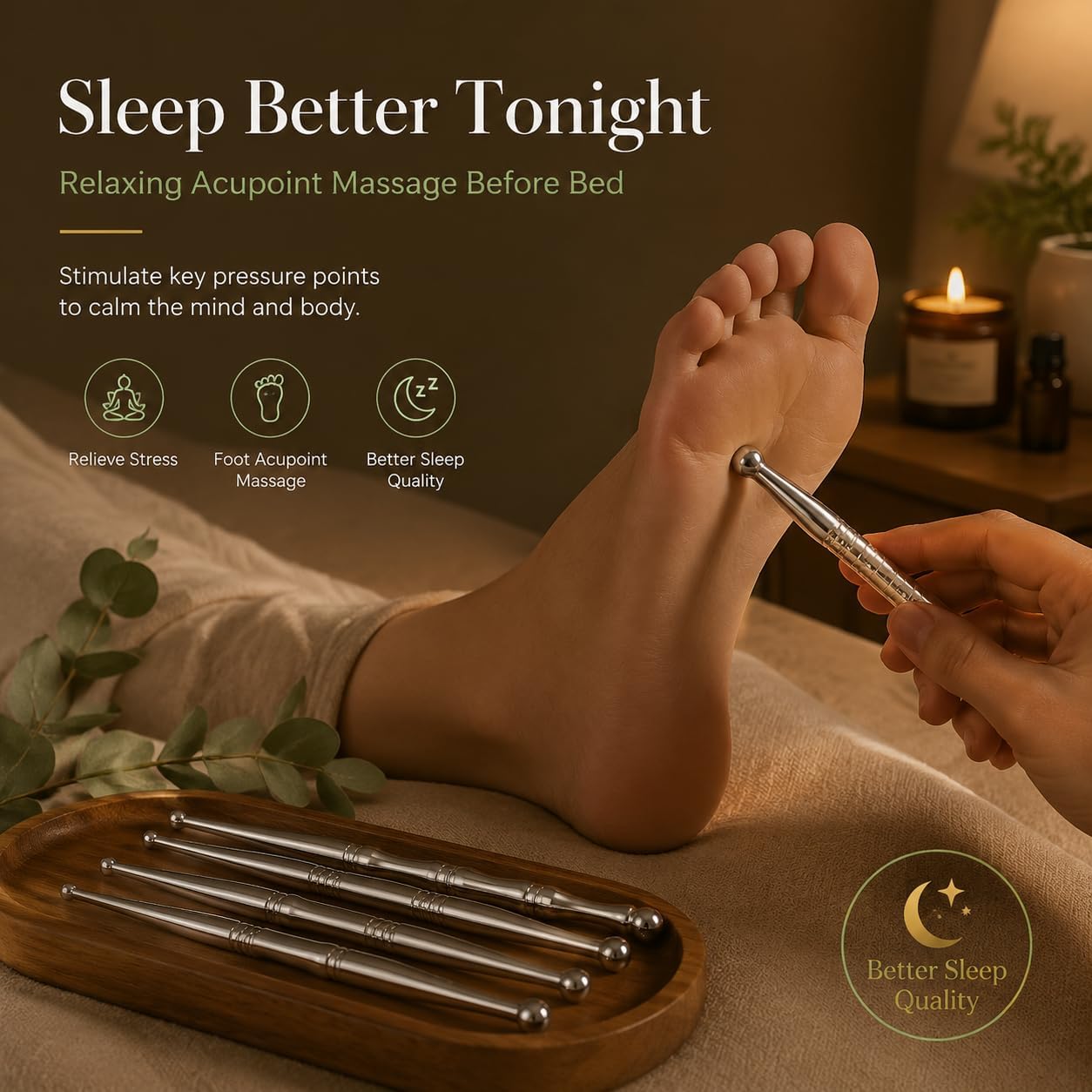 5PCS Stainless Steel Acupressure Tool Set,Trigger Point Massage Tools | Reflexology & Deep Tissue Massage for Point Therapy, Professional Meridian Massage Sticks for Face, Body & Muscle Relief