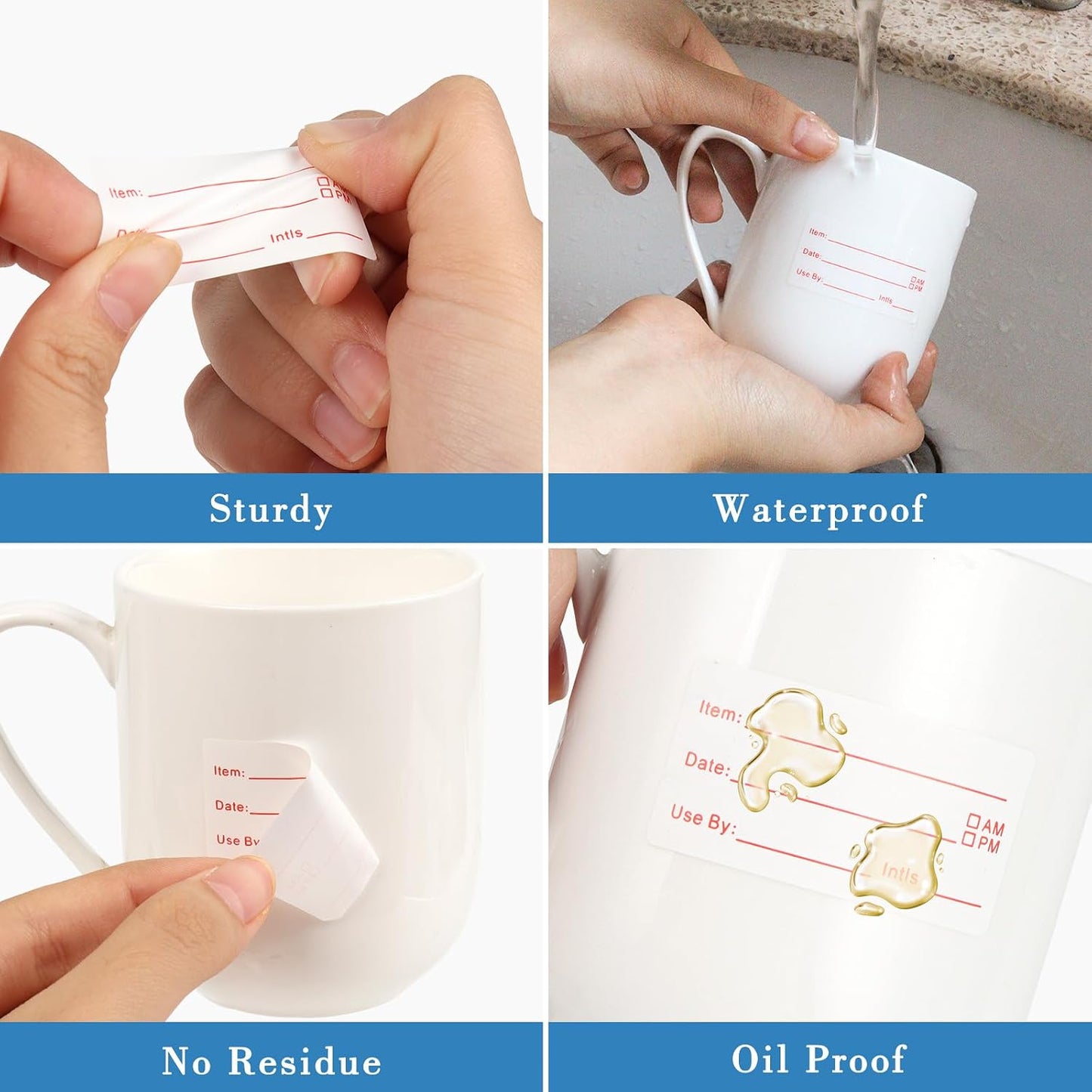 2 Rolls 1000 Pcs Food Labels Stickers, 1x2 in Removable Food Storage Labels | Waterproof and Oil-Resistant Freezer Date Stickers; No-Residue and Writable; For Refrigerator Containers Home Restaurant Use