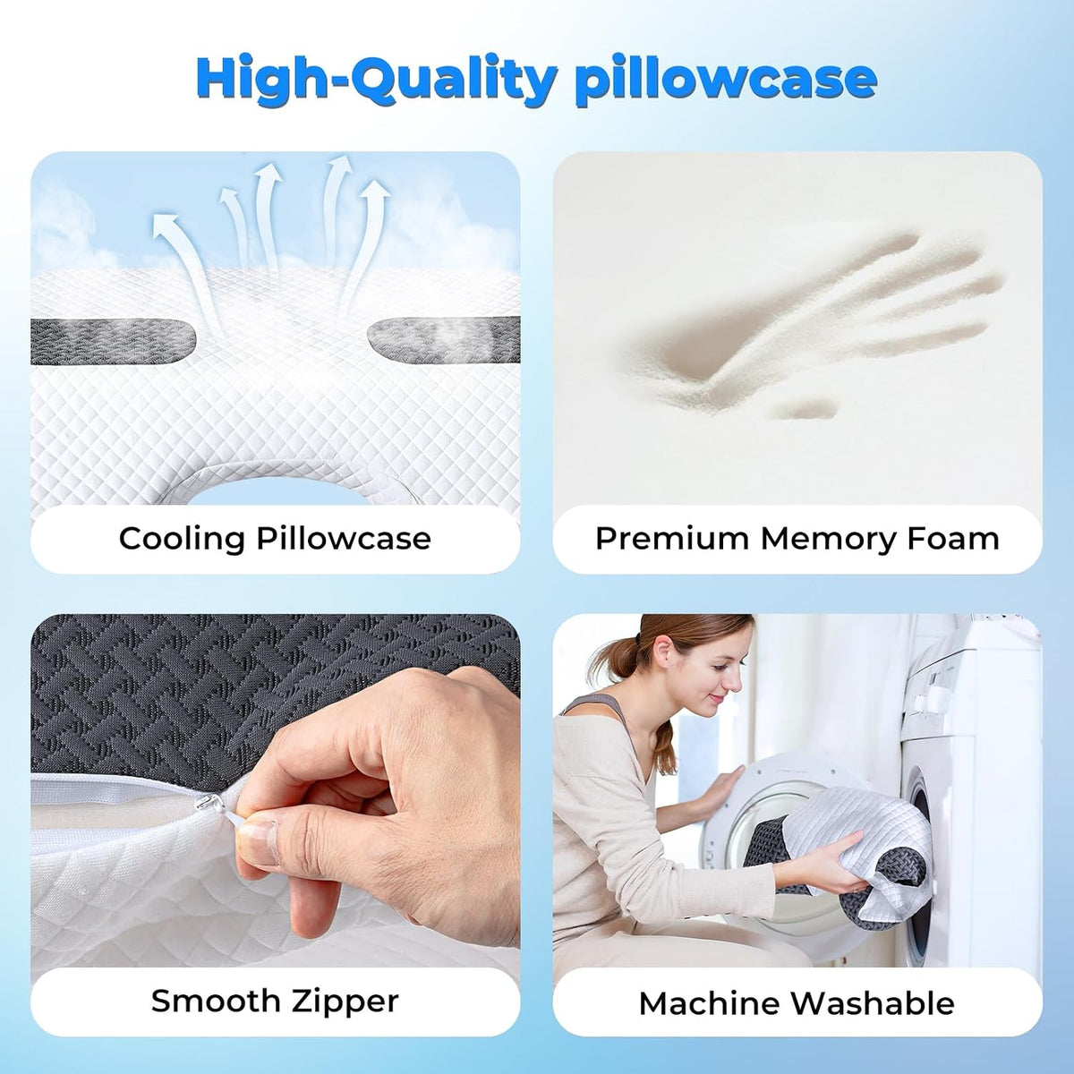 SAHEYER Side Sleeper Pillow with Arm Holes, 2 in 1 Shoulder Relief System for Rotator Cuff Pain, Memory Foam Pillow for Adults with 3 Arm Place Hole - for Side, Back and Stomach, Black