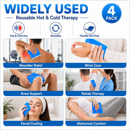 Soft Ice Packs Reusable Gel Pack 2, Hot and Cold Gel Ice Packs for Injuries, Headaches, Joint Pain Relief, Comfort Ice Pack Flexible Therapy on Neck, Ankle, Knee, Leg, Shoulder, Elbow, Wrist, Feet