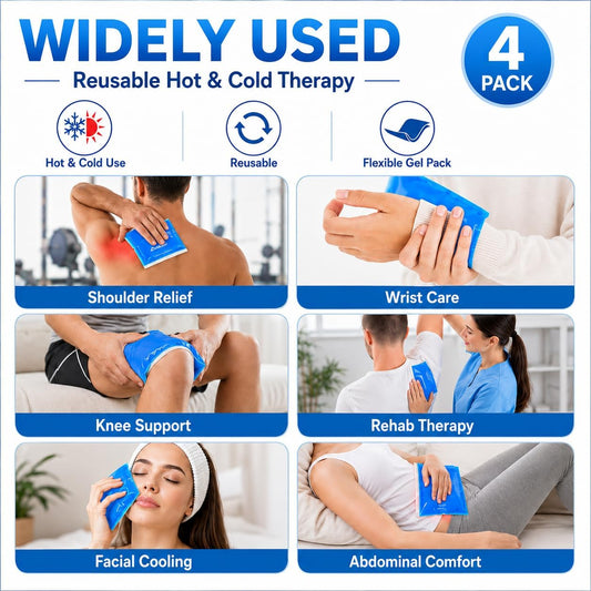 Reusable Ice Gel Pack for Injuries, Soft Cold Pack Ice Wrap Hot Cold Compress Alleviate Inflammation Joint Pain Muscle Soreness, Flexible & Adjustable for Shoulder Elbow Foot Ankle Knee Wrist Leg Neck