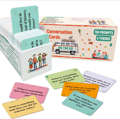GRANDLMOON 700 Prompts 6 Themes Conversation Cards and Trivia Game Fun for Adults and Kids - Perfect for Family Dinners, Road Trips, and More! (5” X 2” X 2”)