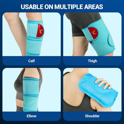 Comfytemp Large Knee Ice Pack Wrap with 2 Soft Gel Packs, Reusable Compression Knee Brace for Meniscus Tear, Cold Bag for Injury, Joint Pain Relief, Arthritis, ACL, After Surgery Men Women Recovery