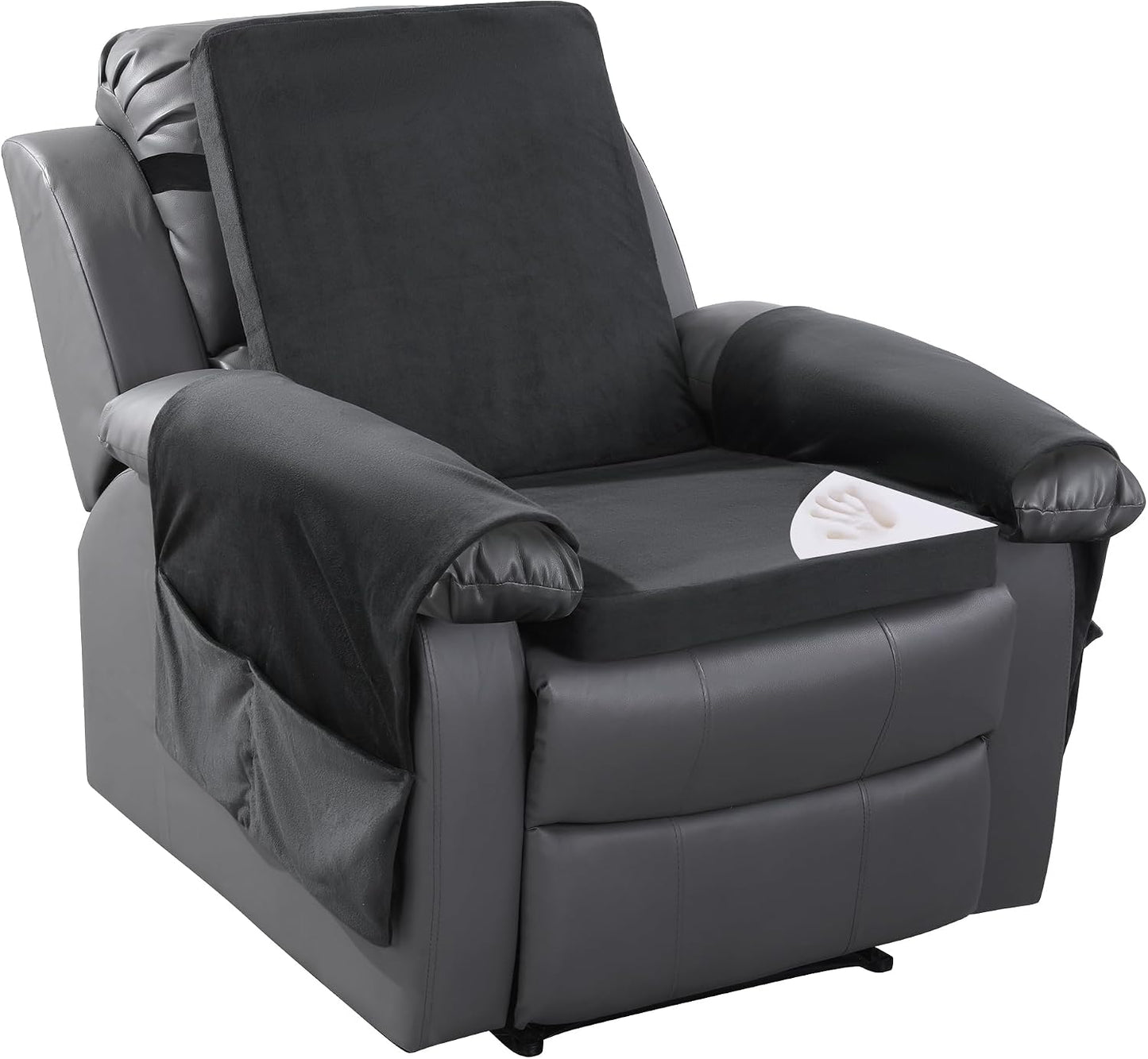 HOMBYS Recliner Chair Cushion for Elderly with Lumbar Support Pillow & Recliner Armrest Cover, 20"x20" Memory Foam Seat Cushion Non-Slip & Supportive, Machine Washable, Brown