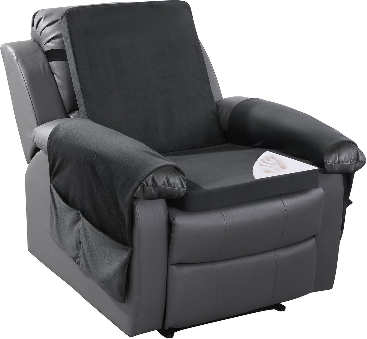 HOMBYS Recliner Chair Cushion for Elderly with Lumbar Support Pillow & Recliner Armrest Cover, 20"x20" Memory Foam Seat Cushion Non-Slip & Supportive, Machine Washable, Brown