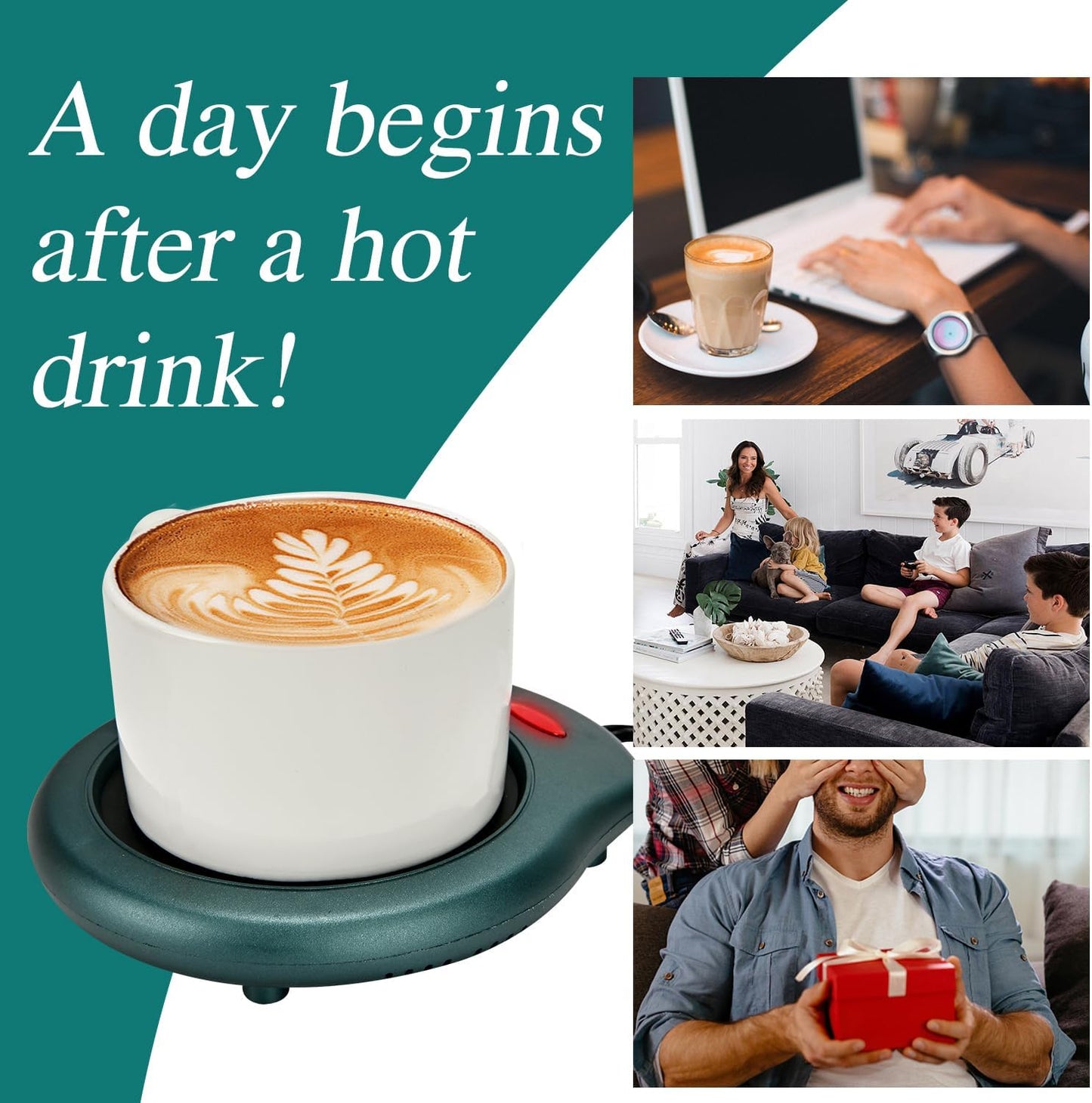 ASAWASA Candle Warmer for Large Jar, Coffee Mug Warmers | Safely Releases Scents Without a Flame, Melt Candle Quickly, Enjoy Your Warm Coffee Tea. Gifts for Festival Birthday Women