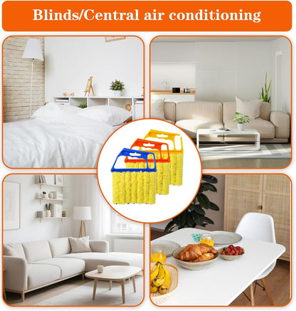 3 Pcs Window Blind Cleaner, Blind Duster for Wood Blinds 7-Finger Tool | for Venetian Blind & Air Conditioner Vents (Orange, Yellow, Blue)