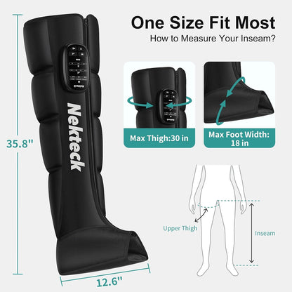Nekteck Cordless Leg Compression Massager, (1-Pack) Middle | Rechargeable Massage Tools, 6 Modes, 4 Intensities, 3 Timers, Portable Full Leg Boots, FSA Eligible Gifts for Mom, Dad, Gym