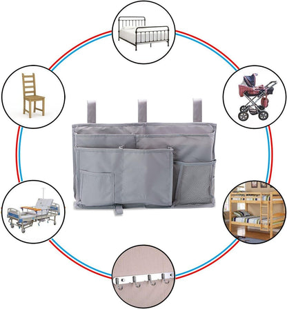 Large Pocket Bedside, Hanging Storage Organizer for Books,Phones,Tablets,Accessory and TV Remote - Best for Headboards, Bed Rails, Dorm Rooms, Bunk Beds, Apartments, Bathrooms &Travel (Light blue)