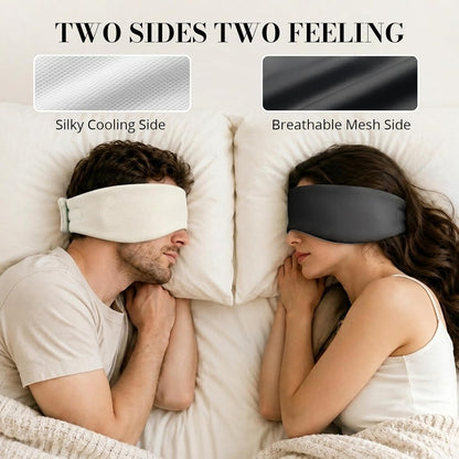 Sleep Mask for Women Men, Reversible Eye Mask Sleeping with Cozy & Cooling Sides, Adjustable Velcro Band, Blackout Face-Hugging Padded Eye Cover for Sleeping Travel Office, Grey/White