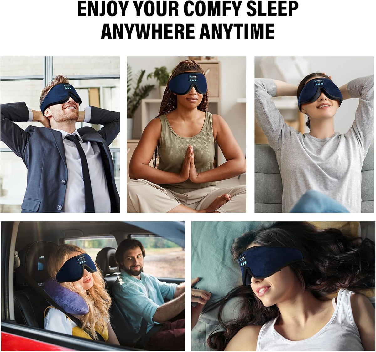 Sleep Headphones,Sleep Mask for Side Sleeper,3D Eye Mask for Sleeping with Stereo Speakers,Bluetooth Headphone,Perfect for Gifts for Women/Men Black