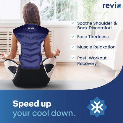 REVIX Large Ice Pack for Back and Shoulder Discomfort Relief, Reusable Gel Cold Pack with Soft Plush Lining, Flexible & Long-Lasting Cold Therapy Wrap, Navy