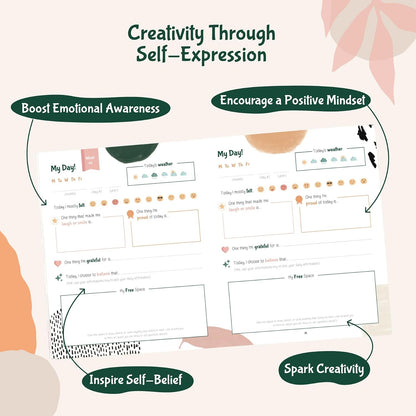 Sonder Kids Wellness Gratitude Journal - Kids Journal for Girls and Boys, Hands-On Activities like Crosswords, Coloring and Nature Prompts, Undated, Ages 6-12, 56 pages