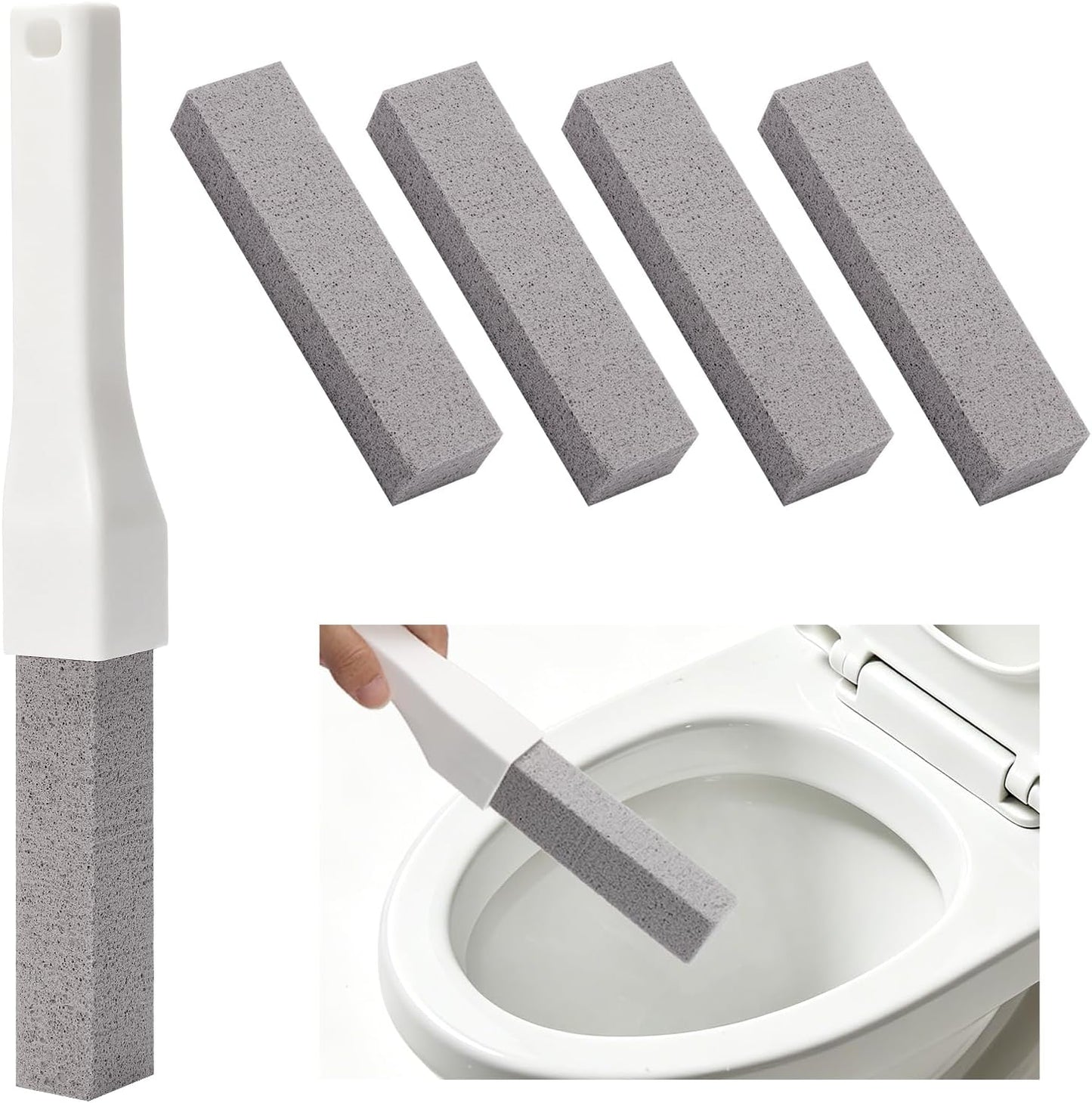 Pumice Stone Toilet Bowl Cleaner with Handle for Hard Water & Rust | Toilet Pumice Stone for Hard Water Ring, Rust Stains, Toilet Bowls and Sinks