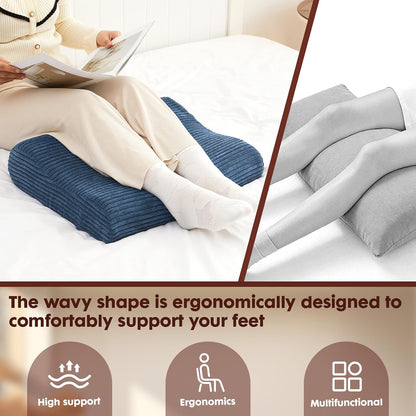 B Shape Corduroy Recliner Foot Pillow, Foam Extra Large Foot Rest Cushion with Adjustable Straps, Suitable for Bed Chair Sofa Headrest Back Lumbar Leg Support Pillow (Light Brown)