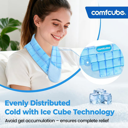 Comfcube Neck Ice Pack Wrap for 2 Hours of Cool Relief | Soft, flexible gel wrap; ideal for neck pain, hot flashes & post-surgery recovery.