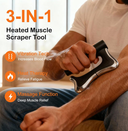 Heated Muscle Scraper Tool –Electric Fascia Knife Massager Heating and Vibration, Muscle Scraper Tool, Body Gua Sha Massage Tool,Fascia Tool Massage Tools for Deep Tissue(Black)