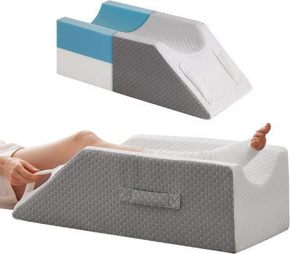 MEGCXIT Leg Pillow Elevation Blood Circulation, Wedge Pillow for Legs Swelling, Knee Pillow Wedge Post Surgery, Leg Elevation Pillows for After Surgery, Memory Foam Foot Leg Elevating Pillow, Grey