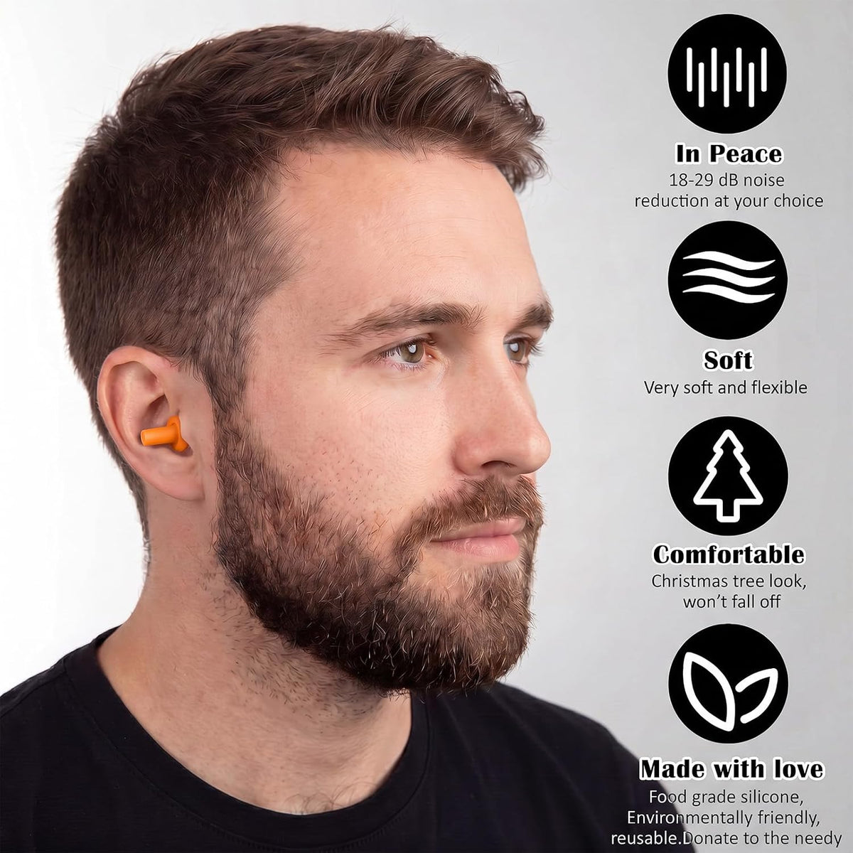 24 Pairs Black Ear Plugs Bulk NRR 29dB Reusable Silicone Ear Plugs with Plastic Cases Soft Foam Plug for Sleeping Noise Cancelling Concerts Shooting Swimming Noise Reduction