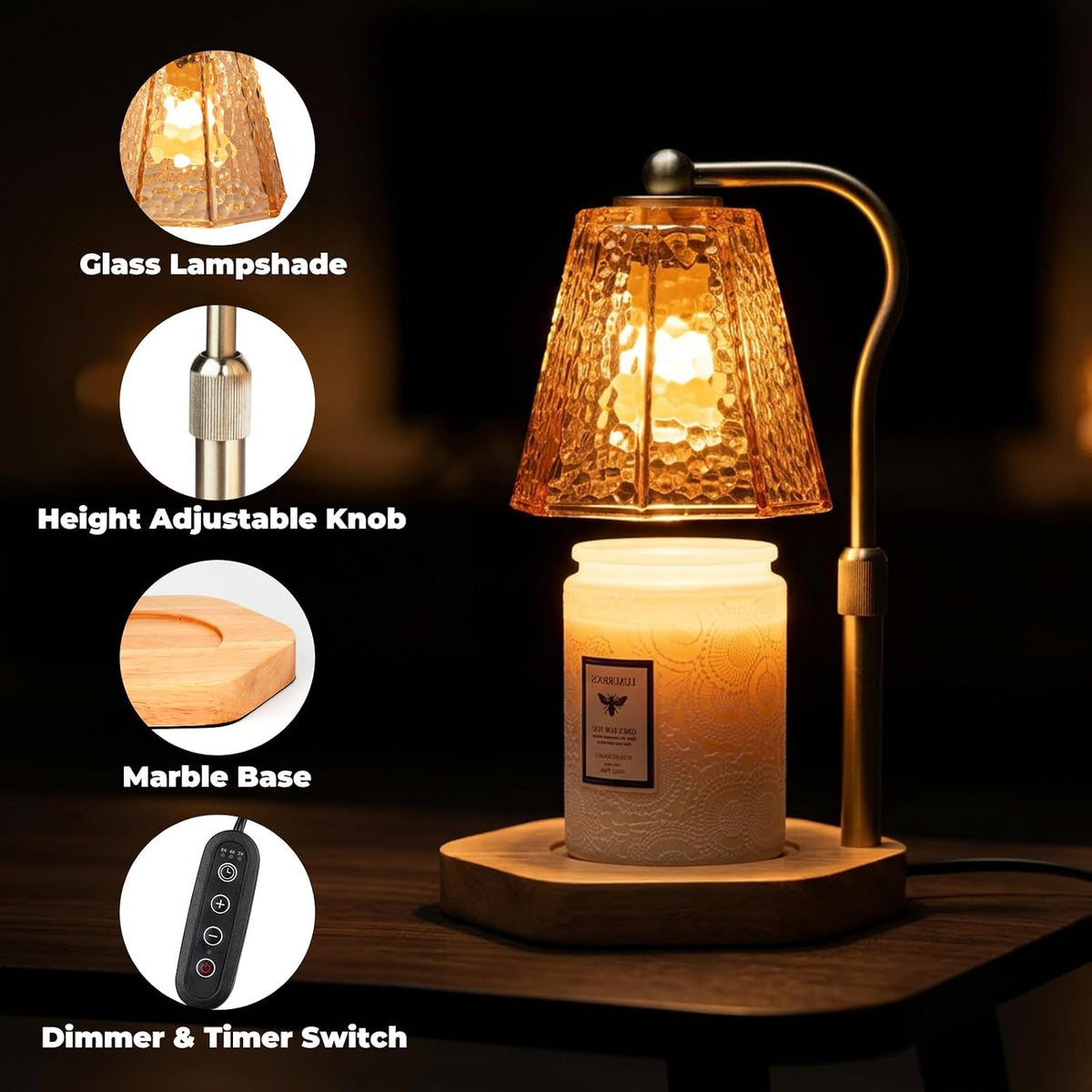 LALISU Candle Warmer Lamp with Timer Electric Candles Light Birthday Gifts