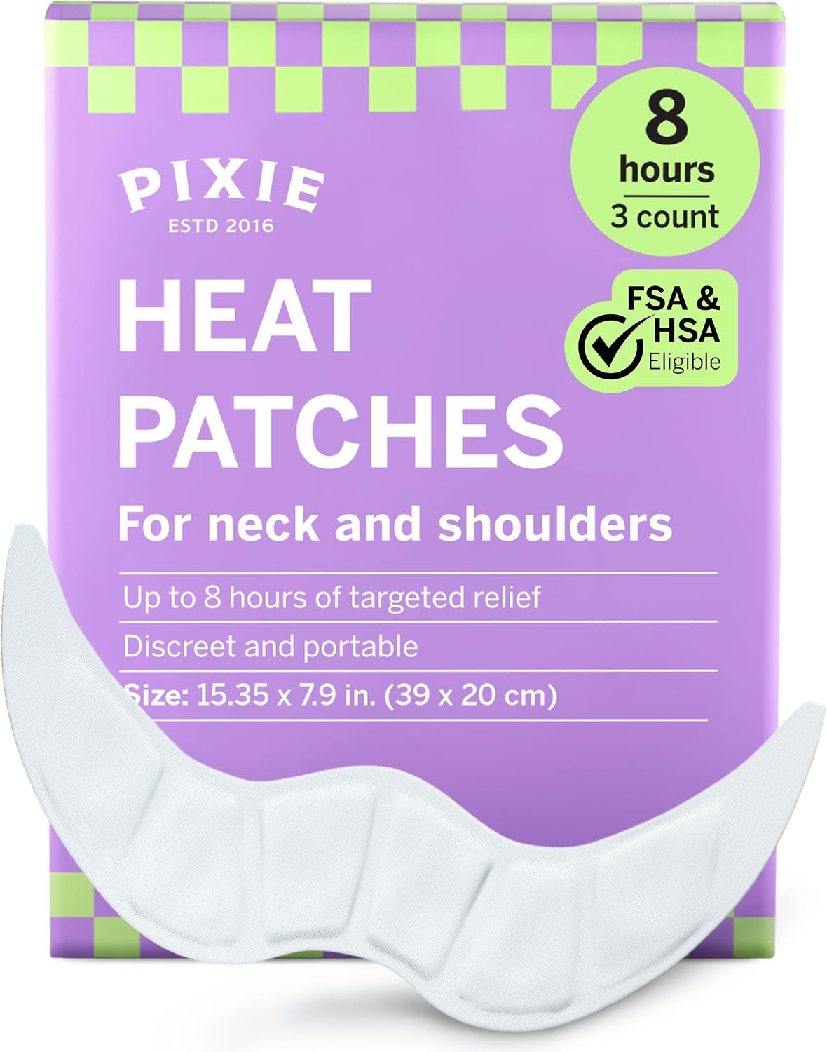 Pixie Heating Pad for Neck & Shoulder Pain Relief – Air Activated Heat Therapy for Muscle Tension, Upper Back Comfort, Custom Fit Contoured Warming Pads – Adhesive Wearable Heat Wrap