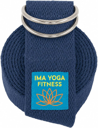 Adaptive Yoga Strap for Stretching - Extra-Wide 2 Inches 100% Cotton Stretch Strap with Steel D-Rings for Physical Therapy, Pilates & Flexibility - Storage Pouch & E-Book