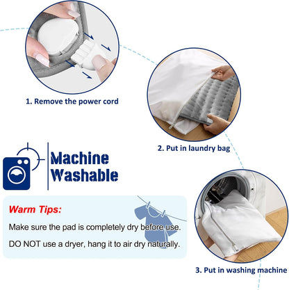 Electric Heating pad with 6 Heat Settings, Auto Shut Off, Dry Electric Heating for Back Neck Knee Arms Legs Shoulder Heat Pads for Christmas Birthday Father Mother's Day (24"X12", Gray Green)