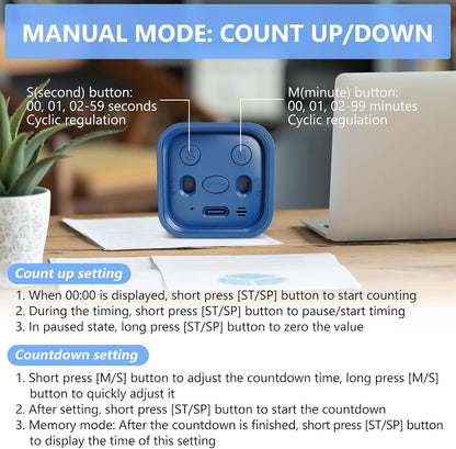 GuDoQi Multi-Function Cube Timer, 5/10/30/60 Min & Custom Count Down, Included Pause & Resume Feature, Silent, Vibrate & Adjustable Sound Alarm for Productivity in Tasks, Study & Kitchen, Purple