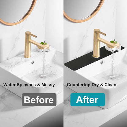 Customizable Kitchen Sink Faucet Mat: 30"Lx5.5"W Absorbent Splash Guard | Non-slip Fabric Rubber Mat, Cut to Fit Oval Rectangle Square Faucet & 2,3,4 Holes Irregular Sink with Soap Dispenser Air Gap