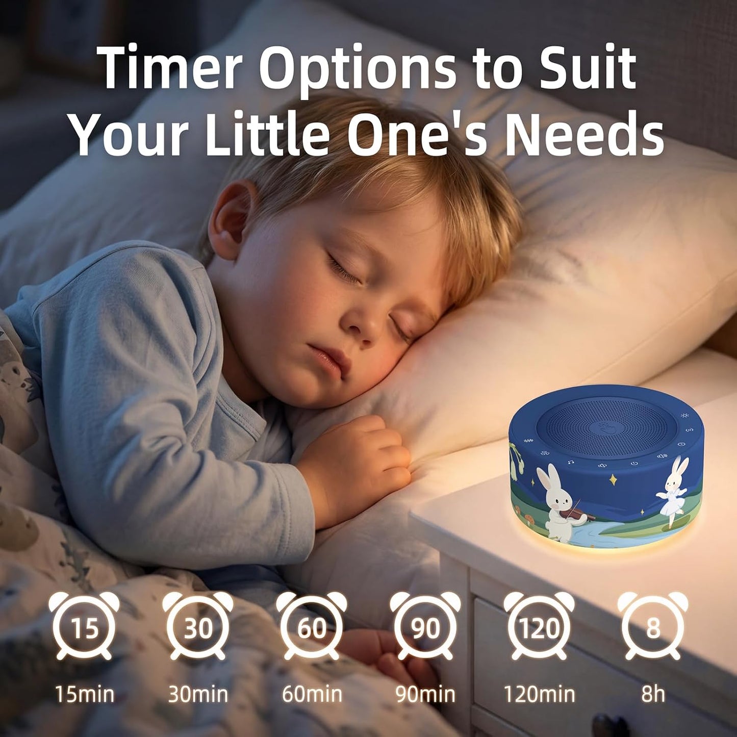 Kipcush White Noise Machine for Baby & Adults, 30 Soothing Sounds, Sleep Sound Machine with 8 Color Night Light, Memory Function, White Noise for Sleeping, Nursery, Office, Travel & Relaxation