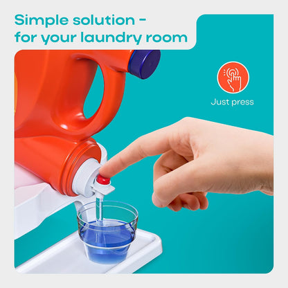 Skywin Laundry Detergent Holder Shelf for Laundry Room - 1 Pack - White | Holds 2 Bottles, Easy Pouring, Rubber Feet, Angled Stand, Fabric Softener Dispenser for Laundry Room Organization & Storage