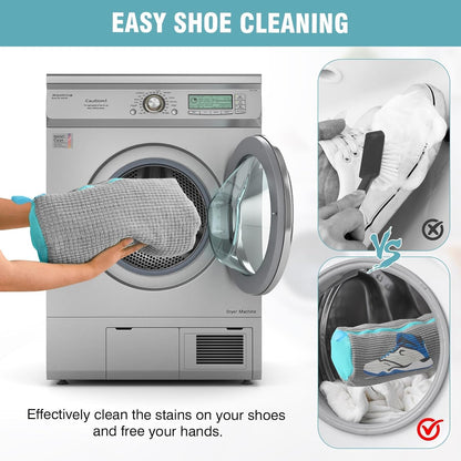 Shoe Washing Machine Bag, Shoe Laundry Bag for Washer and Dryer | 2 Pack Shoe Cleaning Bag for Sneakers & Tennis Shoes, XXL Size, Shoe Protection, Dry Bags, Zipper Hook, Travel & Dorm Storage