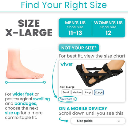 Vive Plantar Fasciitis Night Splint for Men & Women - Stabilizer Brace | Relieves Inflammation - Foot Support Boot Features Adjustable Hook and Loop Straps for Achilles Pain Relief