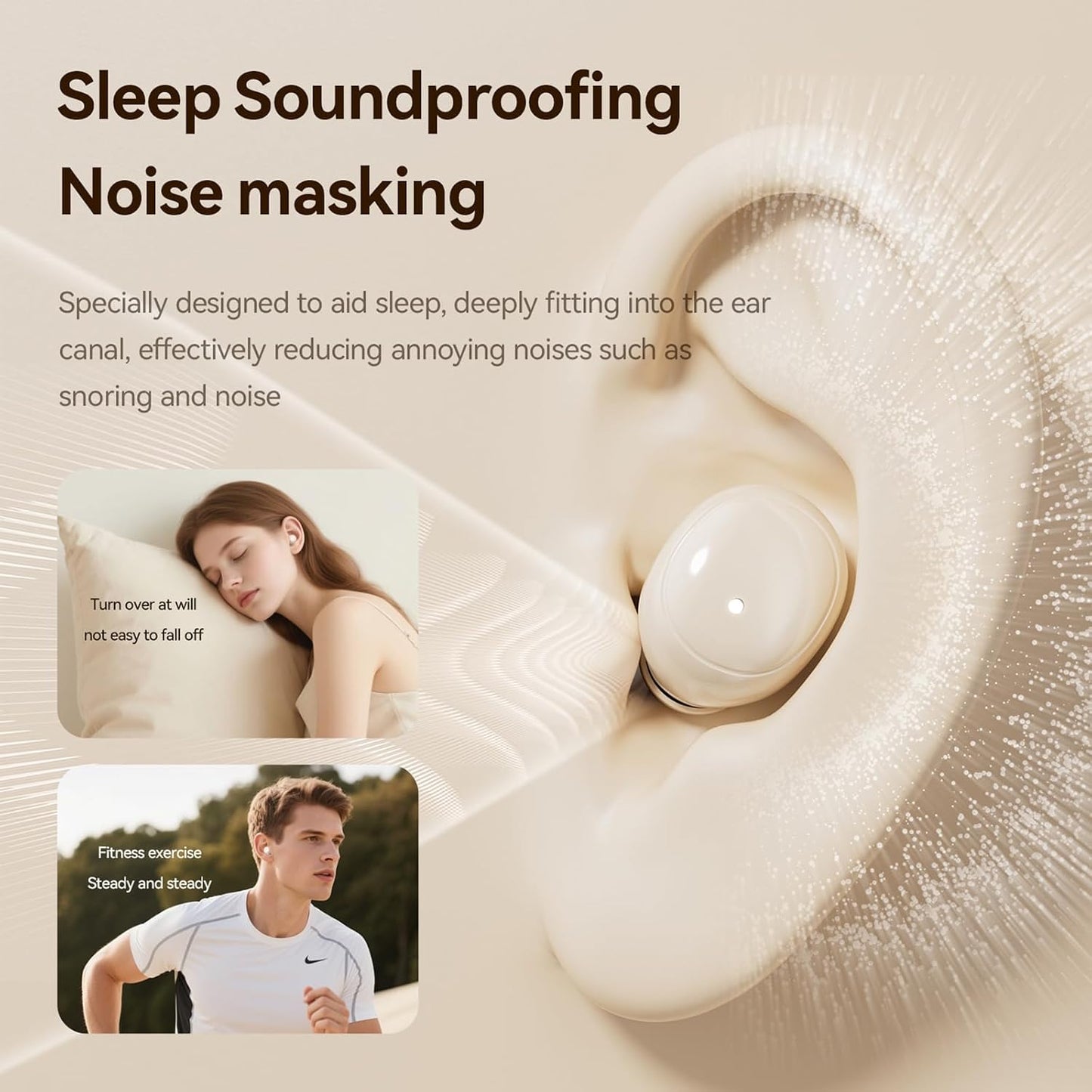 Invisible Mini Sleep Earbuds Wireless Bluetooth, 2-in-1 Dual Design for Side Sleepers, Ultra-Low Profile Soft Ear Tips for Small Ears, Noise Blocking Sleep Headphones with Portable Charging Case