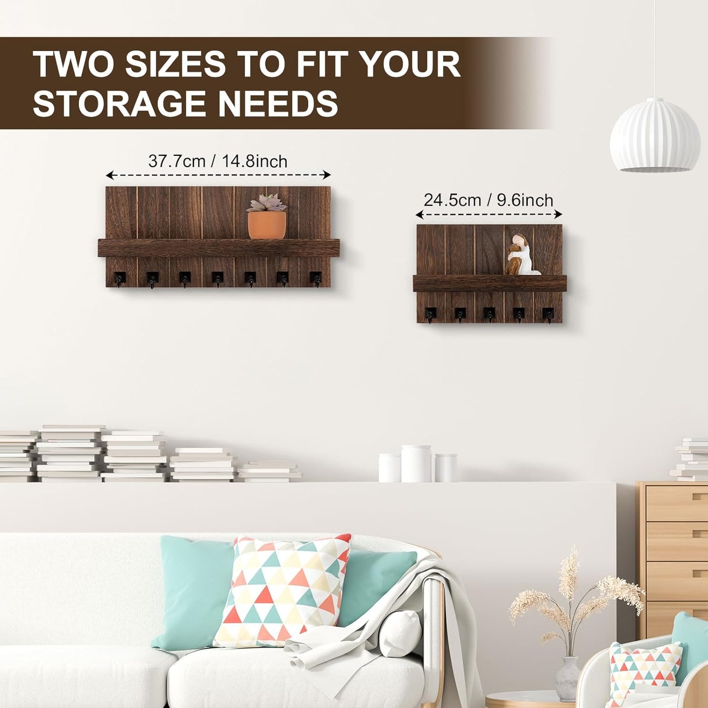 Key Holder for Wall, Decorative Key Holder with Shelf | Key and Mail Holder Wall Mount, Farmhouse Decor with 5 Key Hooks for Keys, Coats, ect.